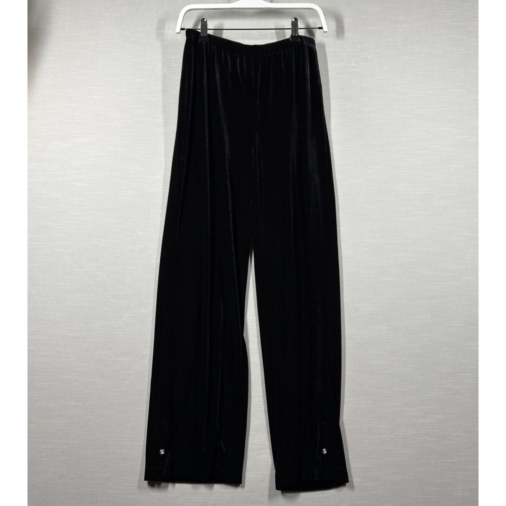 Chicos Pants Womens 1 Black Velvet Baggy Wide Leg Bow Gem Whimsigoth Boho Y2K
